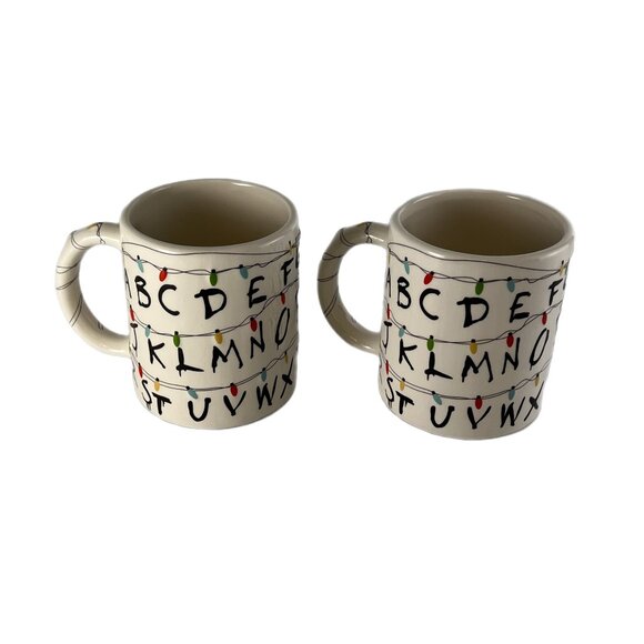 Set of 2 Large 17 oz. Ceramic "Stranger Things" ABC Mugs, NWT by Core Home - Picture 1 of 8